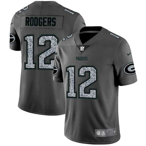 Men Green Bay Packers #12 Rodgers Nike Teams Gray Fashion Static Limited NFL Jerseys